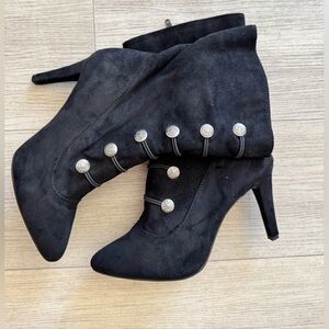 Rialto Black Heeled Boots with Silver Accents
